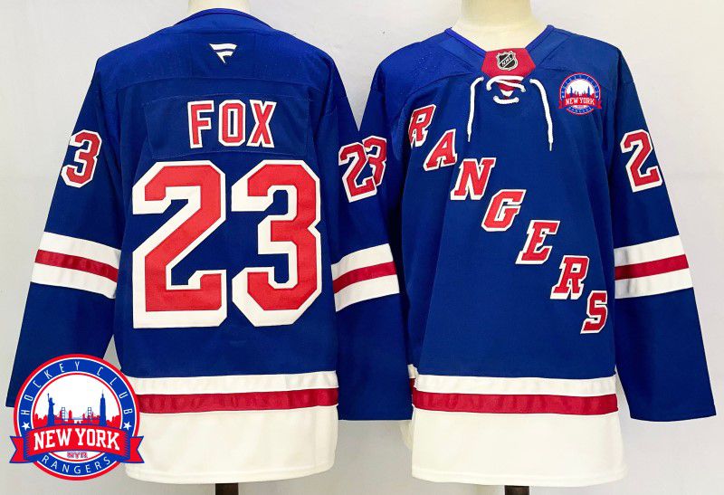 Men New York Rangers #23 Fox Blue Fanatics 2025 NHL Jersey style 10